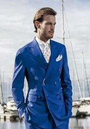 Nuevo novio azul real tuxedos double bromesman boda 2 piezas