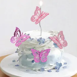 Party Supplies 10pcs Acrylic Hollow Butterfly Cake Topper Artificial Crafts Baking Decoration Home Birthday Wedding Decor