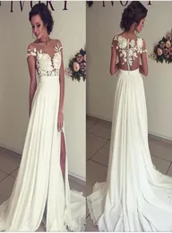 Vestidos de noiva brancos ou de marfim formal uma linha de vestido de noiva longa de vestu￡rio de noiva longo