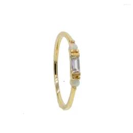 Pierścionki ślubne fabryka Direa Gold Color Pierścień dla kobiet cienki delikatny OPAL OPAL CZ CHARM Dainty Stackable Elegant Drop