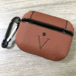 Kulaklık Aksesuarları Şok geçirmez tasarımcı W kasa kulaklık kılıfları Airpod için rüzgar dikey desen 1 2 3W Pro harfler kablosuz bluetooth kulaklık kapağı zq