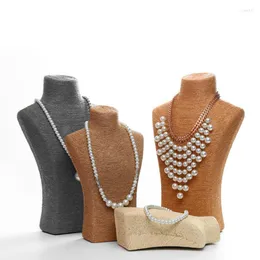 Bolsas de jóias Modelo de palha de corda de jóias Retrato de colar de rack de pescoço Adereços de colar de rack
