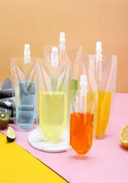 Plastic Clear Drink Pouches No Leakage Drink Reusable Juice Bags Stand up Disposable Drink Pouch Smoothie Bag for zing Juice H6669198