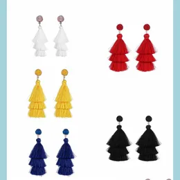 Charm Colorf Layered Tassel Earrings Bohemian Dangle Drop For Women Girls Tiered Druzy Stud Gifts Delivery Jewelry Dhymg