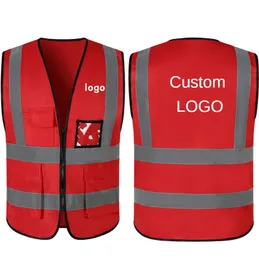 Men's Vests Factory Price 1 PCS Free Custom Reflective Safety Vest High visibility Construction Work Uniforms Printing 221121