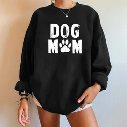 Kvinnors hoodies tröjor hund mamma trycker kvinnor tröjor dropshoulder tröjor hösten vinter tröja streetwear harajuku toppar kvinnor kläder 221121