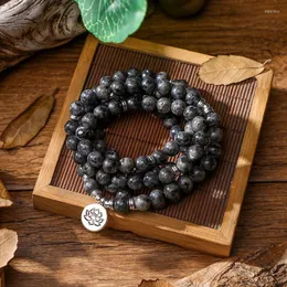 Charm-Armbänder Labradorit-Wickelarmband 108 Mala-Halskette Yoga-Heilungsschmuck