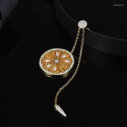 Orecchini pendenti SOELLE Orecchini pendenti lunghi in argento sterling 925 di alta qualità con frutta color oro giallo con catena in zirconi moda donna