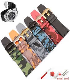 Watch Accessories 28mm Suitable for Ap Strap Highend Camouflage Silicone Strap Pin Buckle Men039s Waterproof Sports Rubber Str8586509