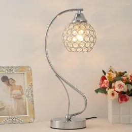 Table Lamps Modern S-Shape Crystal Luxury Steel Ball Bedroom Beside Light Study Room Fashion Desk Lamp