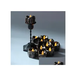 Party Decoration Party Decoration Halloween Black Flameless Candles Flash Led Battery Powered Light Drop Delivery Home Garden Festiv Dh97J