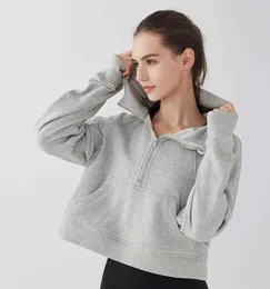 Hoodies للنساء من النوع الثقيل مجموعات نشطة LU-22 Semi Zipper Hoodies Gym Gym Clothes Women's Yoga Stweat Sweater Fashion Fashion Leisure Coat Running Fitness Casua