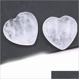 Stone Natural Crystal Heart Stones Polished Tumbled Gemstones Love Carved Palm Worry Stone For Healing Reiki Jewelry Making Decorati Dhhg2