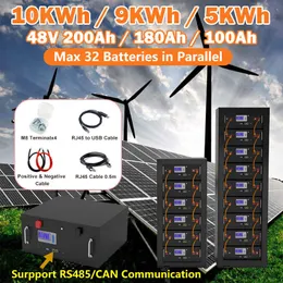 48v 100ah 150ah 200ah LifePo4 Package 51.2V 5KWH إلى 10KWH بنيت في 16S BMS RS485 CAN 32 MOARTLE