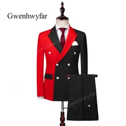 Mens Suits Blazers Gwenhwyfar Blazerpant Shinny 2 Peças Pico de lapela Tuxedos vermelhos casuais para padrinhos de casamento Men 221121