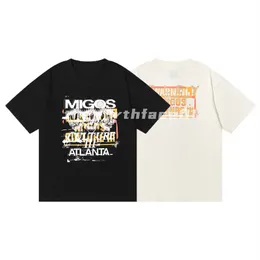 高級ファッションブランドメンズTシャツスタンピングオーバーレイレタープリントラウンドネック半袖夏カジュアルTシャツベーシックトップブラックアプリコット