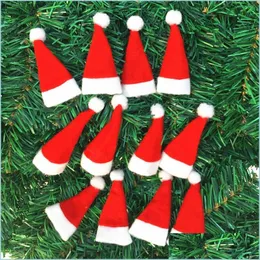 Décorations de Noël Mini chapeau de Noël Chapeau de sucette rouge Chapeaux de bonbons Décorations Décoration de la maison Fournitures de fête Cadeau Drop Livraison Garde Dh6Wi