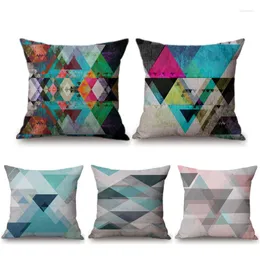 Triângulos coloridos de travesseiro Padrão nórdico Decoração de casa geométrica Capa de sofá de boêmia Cadeira de escritório Caso decorativo Kussen