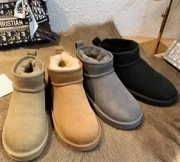 Aus australisk designer klassiska varma stövlar kvinnor mini halv snö boot usa 585401 vinter full päls fluffy päls satin ankel boots tofflor US4-12 hots säljer