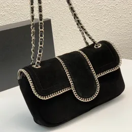 CC Bags Luxury Brand Shoulder Bags Womens Vinatge Chain Borders Nubuck Rubbed Bags Calfskin Matting HASP Black Aged Silver Metal Chain Cross