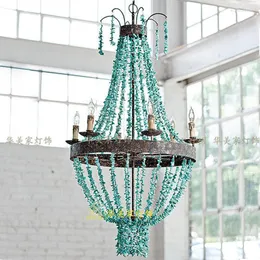 Pendant Lamps American Country Chandelier Retro Nostalgic Mediterranean Villa Living Room Dining Turquoise Club Lighting