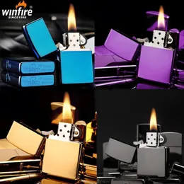 Retro Windproof Winfire Kerosene Lighter Inflated Grinding Wheel Cigarette Flint Lighter Gasoline Outdoor Oil Petrol Lighter Customized Promotion DIY Gadgets