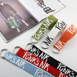 Belts English Printed Jeans Decorative Belt Korean Version Of The Versatile Double Buckle Canvas For Male And Female Students