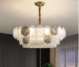 New Light Luxury Shell Crystal Living Room Chandelier French Restaurant 레스토랑 램프 창작 침실 모델