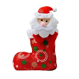 Decorações de Natal Decorações de Natal Porta-presentes Suprimentos de decoração Cabeça de desenho animado Botas de pano brilhante Vermelho Rosa Doces Crianças Dhmhw