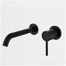 Rubinetti per lavabo da bagno Rubinetto per lavabo in ottone a parete Miscelatore monocomando Rubinetto per bagno freddo Acqua da bagno all'ingrosso Mablack Spazzola bianca Dhgqo