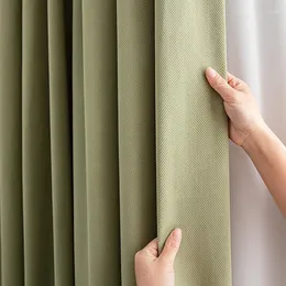 Zasłony zasłony do salonu sypialnia nordycka retro herringbone konsystencja macierzy zielona zaciemnienie aksamitna tkanina