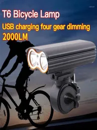 AUBTEC 2T6 Bisiklet Işığı USB Şarj Edilebilir Araba Işığı T6 Bisiklet Seti 2000LM Vurgu Bisikleti17234237