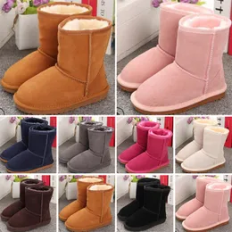 Classic AUS Warm slippers goat skin sheepskin snow boots tan black gray pink Man women slippers boots keep warm shoes size 22-35