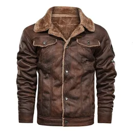 Erkekler Down Parkas Mens Vintage Deri Ceket Motosiklet Stand Yaka Cepleri Erkek Bikter Pu Katlar Moda Drop 221119