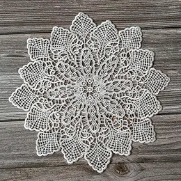 Table Mats White Lace Embroidery Place Mat Christmas Pad Cloth Placemat Cup Mug Dining Tea Coffee Doily Kitchen Tool