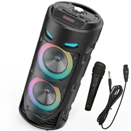 Alto -falantes portáteis 30W Bluetooth Speaker Wireless Column Power Streo Subwoofer Bass Party com Microfone Family Karaoke USB 221119