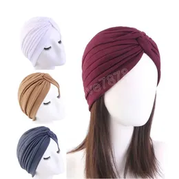 Pieghettato Twist Indiano Turbante Chemio Cap Donne Musulmano Interno Hijab Cappello Berretti Cofano Perdita di Capelli Copricapo Foulard Skullies