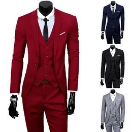 Erkek Suit Blazers dihope bahar 3 adet klasik takım elbise setleri iş blazer yelek pantolon sonbahar düğün parti 221121