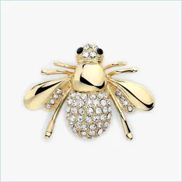 Stift broscher bi brosch kristall insekter tema djur mode guld färg europeisk och amerikansk personlighet smycken söt strass dhz5y