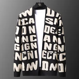Men's Sweaters Men's Spring and Autumn Loose Printing English Letters Longsleeved Cardigan Sweater Oneck 3 Colors Optional Cardigan 221121