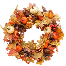 Dekorative Blumen 45 cm Halloween Kranz K￼rbis Beeren Dekoration Ahorn Girlande Rattan K￼nstliche Herbst -Haust￼r Wohnkultur Thanksgiving