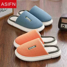 ASIFN Mulheres chinelas de outono Inverno novo para baixo PLUSH UPLINE quente dentro de baixo grosso de 35 cm Antislip Parão interna de sapatos de algodão macio J220716