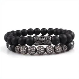 Bärad ljög kolonn ihålig rör Microinlaid Zircon Ball Natural Volcanic Stone Black Agate Set Armband Essential Oil Diffusion Arom DH8VU