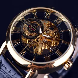 Формирование 3D логотип гравировки часов Men Top Brand Luxury Gold Watch Men Механические скелетные часы Relogio Masculino Clock Men2387