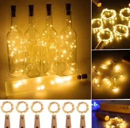 Christmas Decorations 6Pcs/Lot Bottle Lights Cork Wine 2M 20LED DIY LED Fairy Strings Strip For Garland Party Wedding Halloween Bar Decor 221122