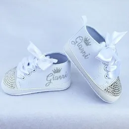 First Walkers Baby Name Picture مخصص أحذية مصنوعة يدويًا تعميد من الدانتيل المولود طفل صغير 221122