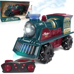 Electric RC Track Remote Control Train Toy 4WD RC Stunt Car 360 Rotation med spray lämplig för bergstränder Racing Kids Boy Gift 221122