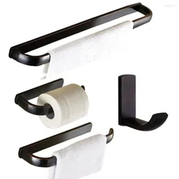 مجموعة ملحق حمام Leyden Brass Bathroom Hardware Black 4pcs من 4 حزم تشمل شريط منشفة حلقة ورق التواليت