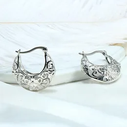 Hoop Earrings Medium Round For Women/Men Teens Girls/Boys White Gold Plated Twist Pure Titanium