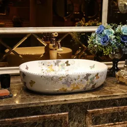 مجموعة ملحقات حمام Fluttabyes الحوض الفني الأوروبي حوض البيضاوي الخزفي Washbasin American inter-latform Stage Decor